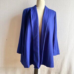 1980s Blue Wool Open Front Swing Coat